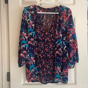 Sheer colorful floral top